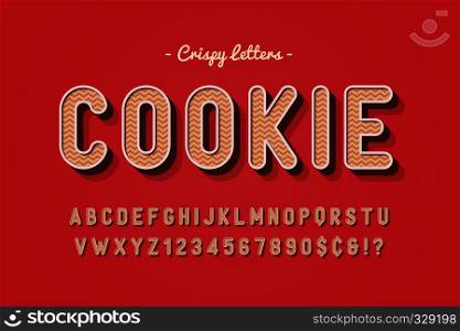 Vector sweet cookie font design, alphabet, typeface, letters and numbers, typography. Vector sweet cookie font design, alphabet, typeface, letters and