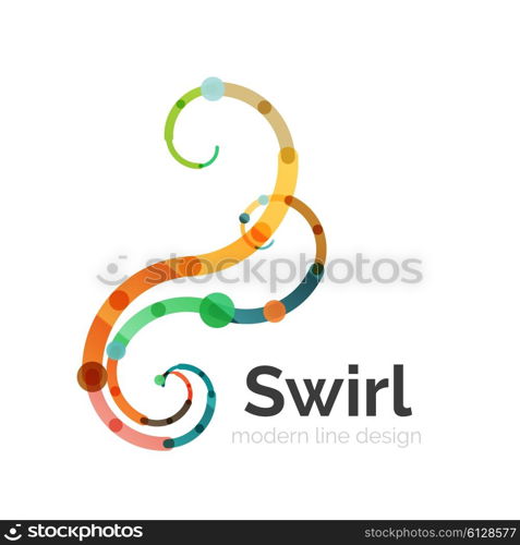 Vector swirl circle logo, linear flat design