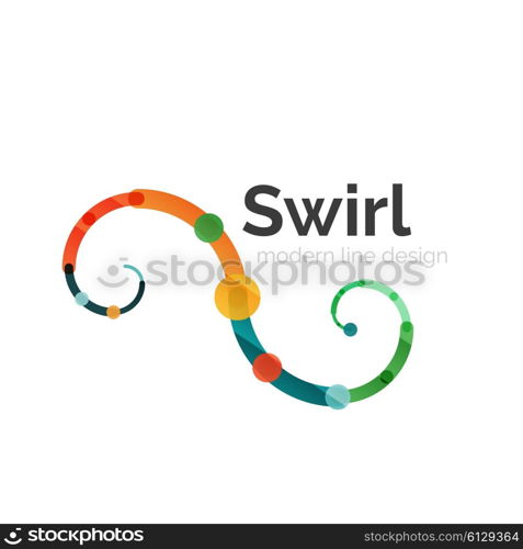 Vector swirl circle logo, linear flat design