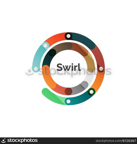 Vector swirl circle logo, linear flat design