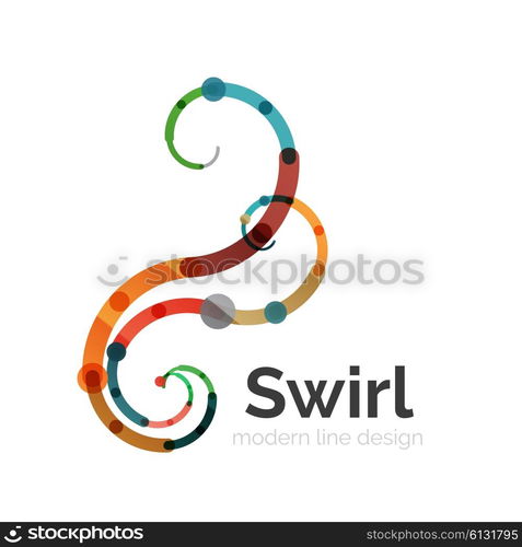 Vector swirl circle logo, linear flat design