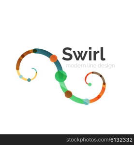 Vector swirl circle logo, linear flat design