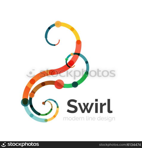 Vector swirl circle logo, linear flat design