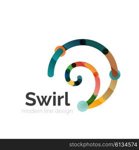 Vector swirl circle logo, linear flat design