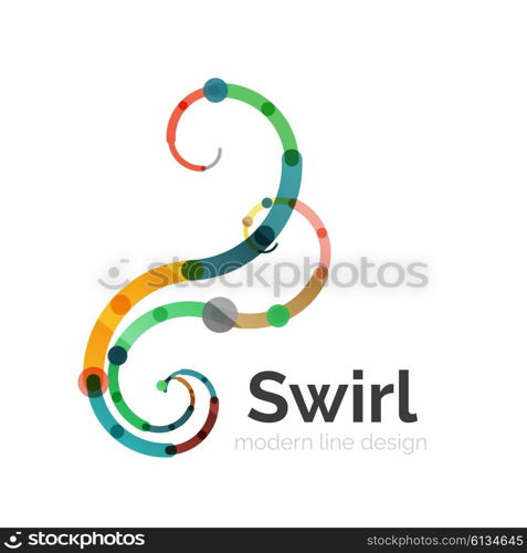 Vector swirl circle logo, linear flat design