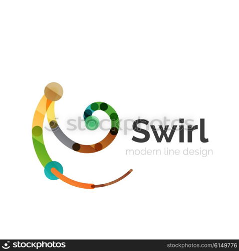 Vector swirl circle logo, linear flat design