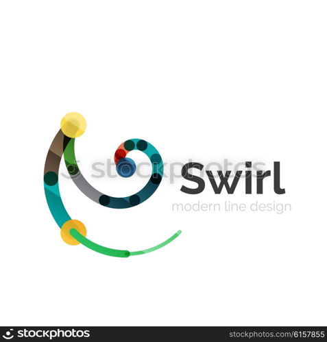 Vector swirl circle logo, linear flat design