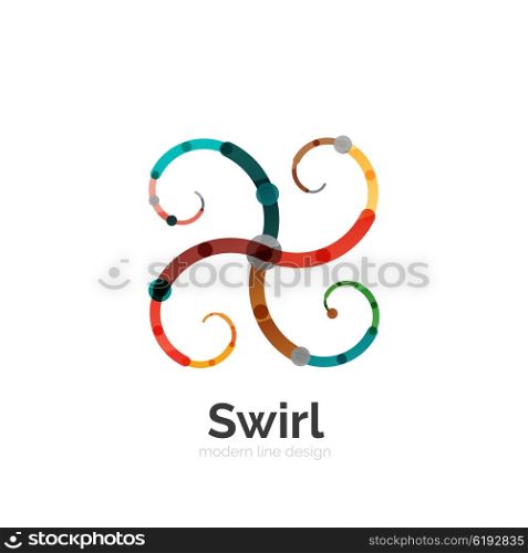 Vector swirl circle logo, linear flat design