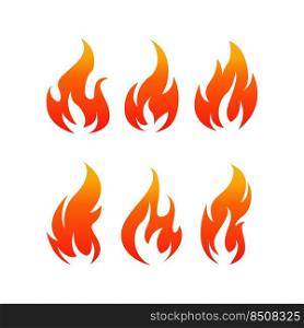 Vector symbol fire flame icon set . fire burning light effects isolated on white background