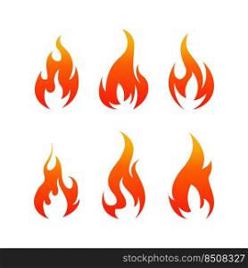 Vector symbol fire flame icon set . fire burning light effects isolated on white background