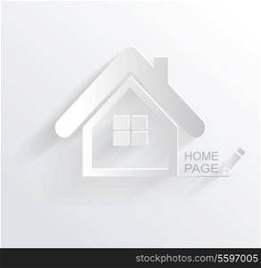 Vector symbol of house, white paper origami home icon