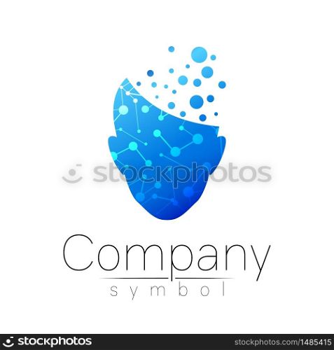 Vector symbol of human head. Person face. Red violet color isolated on white. Concept sign for business, science, psychology, medicine, technology. Creative sign design Man silhouette. Modern logo.. Vector symbol of human head. Person face. Blue color isolated on white. Concept sign for business, science, psychology, medicine, technology. Creative sign design Man silhouette. Modern logo