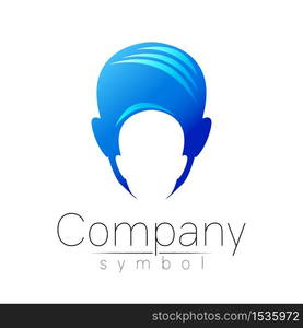 Vector symbol of human head. Person face. Red violet color isolated on white. Concept sign for business, science, psychology, medicine, technology. Creative sign design Man silhouette. Modern logo.. Vector symbol of human head. Person face. Blue color isolated on white. Concept sign for business, science, psychology, medicine, technology. Creative sign design Man silhouette. Modern logo