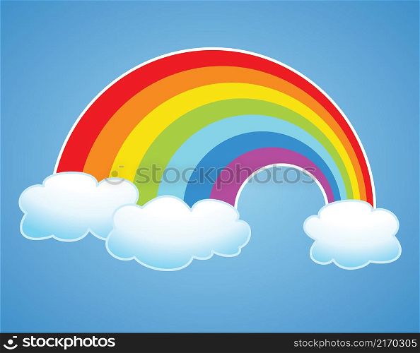 vector symbol of rainbow and clouds in the sky