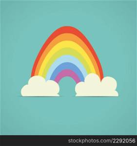 vector symbol of rainbow and clouds in the sky 