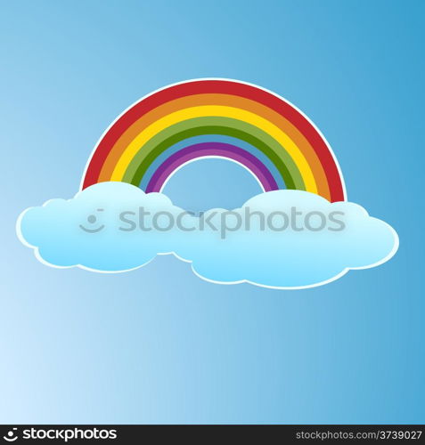 Vector symbol of rainbow and clouds in the sky