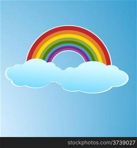 Vector symbol of rainbow and clouds in the sky