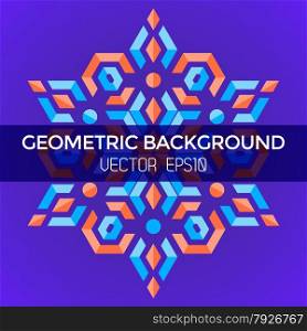 vector symmetric colorful abstract geometric blue orange red jewels star violet background&#xA;