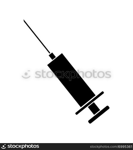 Vector syringe icon silhouette isolated for medical apps flat