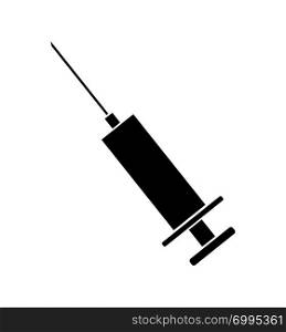 Vector syringe icon silhouette isolated for medical apps flat