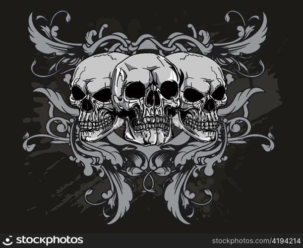 vector t-shirt design with skulls