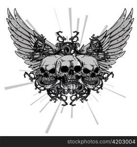 vector t-shirt design with skulls