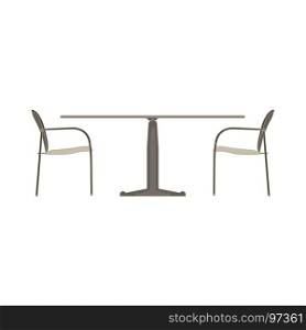 Vector table chair two flat icon isolated. Restaurant furniture illustration side view.