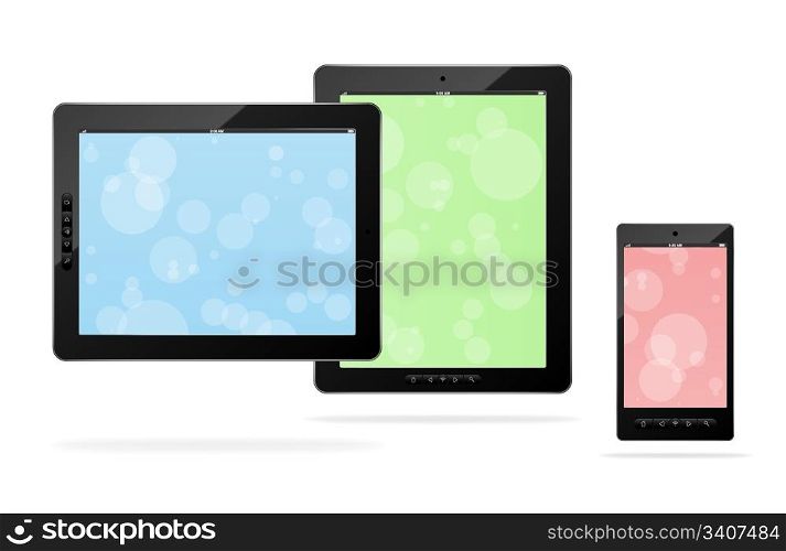 Vector tablet computer and smart phone (bokeh pattern)