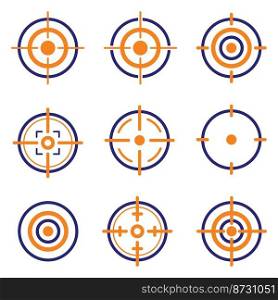 vector tar≥t symbols set isolated on white background.•seye aim sign. game, military or hunting tar≥t icons