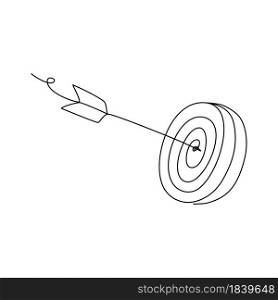 Vector Target with Arrow in Continuous Line Drawing. Sketchy Single Bullseye. Outline Simple Artwork with Editable Stroke.. Target with Arrow in Continuous Line Drawing. Sketchy Single Bullseye. Outline Simple Artwork with Editable Stroke. Vector illustration.