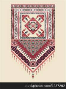 Vector Tatreez pattern design with Palestinian traditional embroidery motif