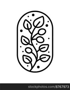 Vector tea leaves branch olives and abstract lines for Cafe or Farm Product Label Eco Logo Organic plant design. Round Bauer emblem linear style. Vintage abstract icon for natural products design cosmetics, ecological health.. Vector tea leaves branch olives and abstract lines for Cafe or Farm Product Label Eco Logo Organic plant design. Round Bauer emblem linear style. Vintage abstract icon for natural products design cosmetics, ecological health