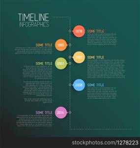 Vector Teal Infographic timeline report template with icons - retro version