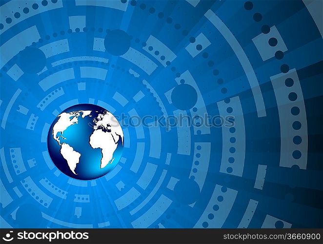 ""Vector tech background in blue color; clip-art""