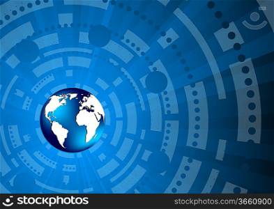""Vector tech background in blue color; clip-art""