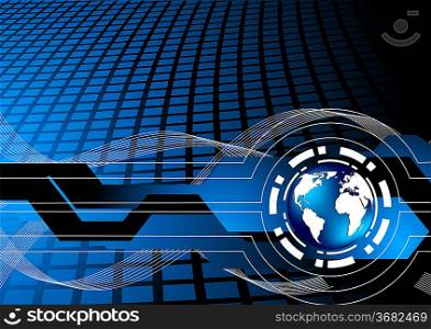 ""Vector tech background with globe; clip-art""