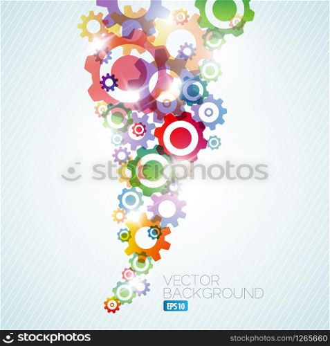 Vector technical background made from rainbow cogwheels