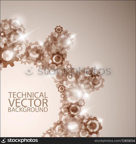 Vector technical background made from various cogwheels