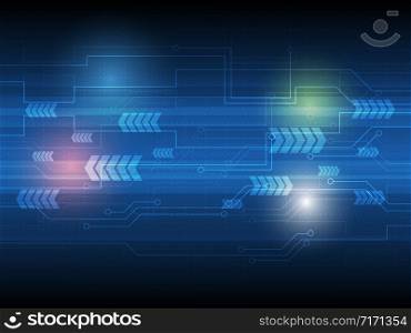 Vector technology background with blue circuit board and arrow