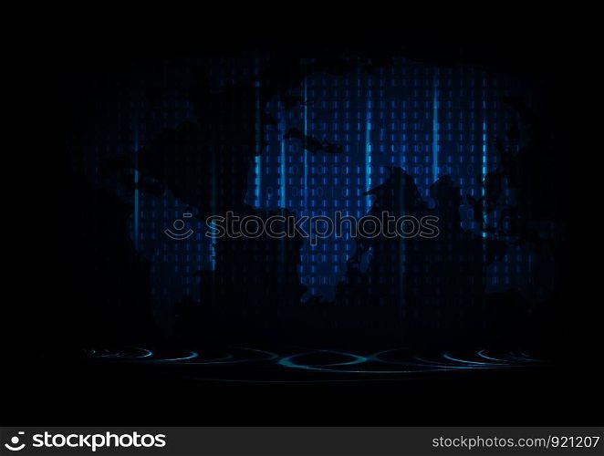 vector technology background with software code lines and world map