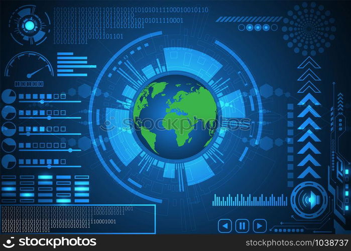 Vector technology interface world concept.
