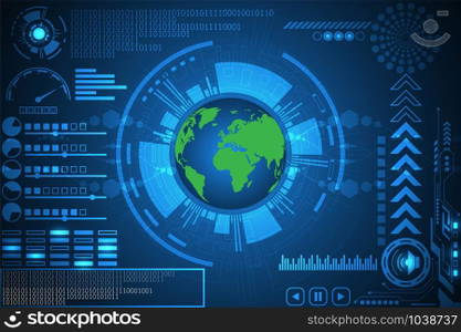 Vector technology interface world concept.