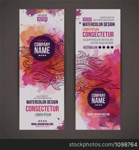 Vector template banners with watercolor paint abstract background. Vector watercolor baners