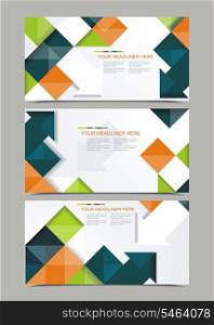 Vector template design with cubes and arrows elements. Brochure or banners or business card design.