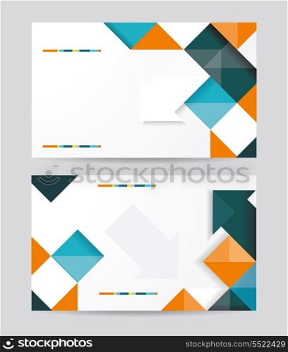 Vector template design with cubes and arrows elements. Brochure or banners or business card design.