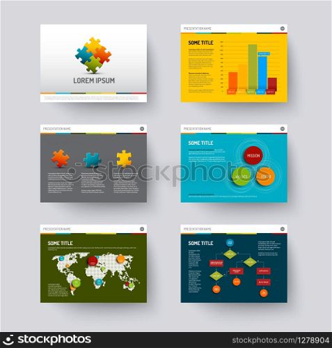 Vector Template for presentation slides with graphs and charts