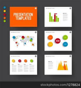 Vector Template for presentation slides with graphs and charts - fresh color version