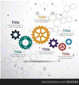 vector template Infographic with gear chain. Heart infographic, Gear infographic