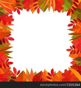 Vector template with autumn leaves. Hand drawn colorful illustration for banners, labels, advertising and any kind of fall promotions.