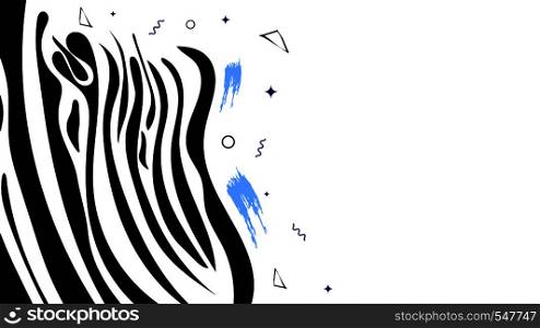 Vector template with Zebra stripes pattern. Background with decoration and empty space for text.